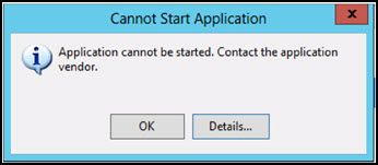 Application cannot be started.