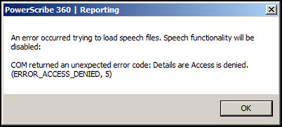An error occurred trying to load speech  files.