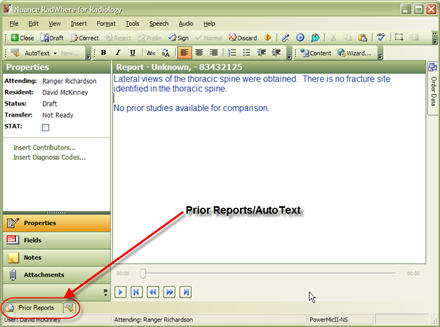 Show Prior Report AutoText