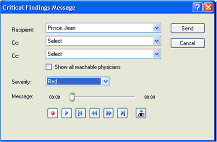 Critical Findings Dialog box