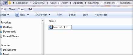 reset normal.dotm file for word on mac