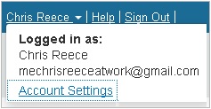 Account Settings Drop-Down