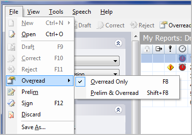 Overread Only or Prelim & Overread