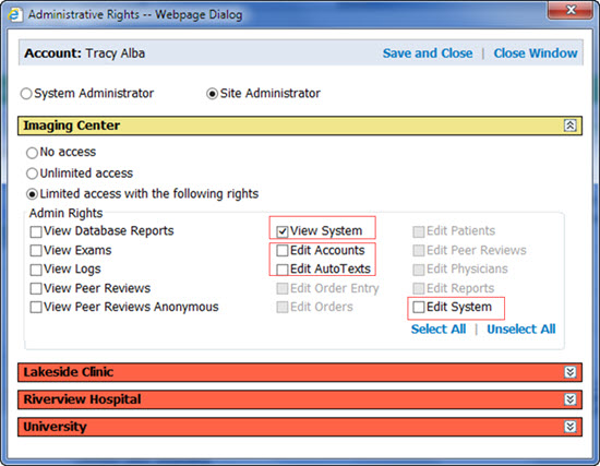 Administrative Rights Dialog