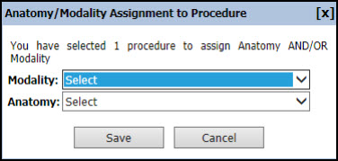 Anatomy/Modality Assignment to Procedure