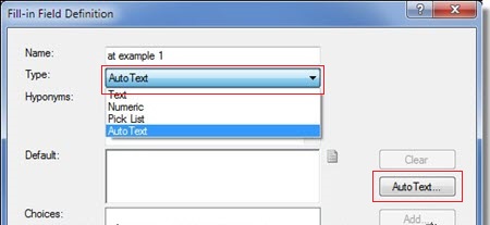 Fill-In Field Definition