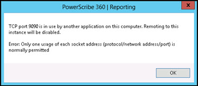 TCP Port 9090 Is In Use By Another Application On This Computer.